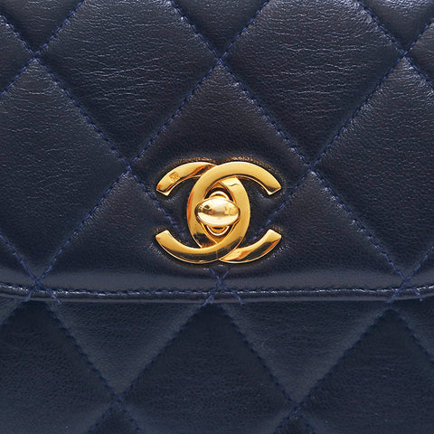 シャネル CHANEL マトラッセ ツインチェーン ハンドバッグ レザー ネイビー P15462