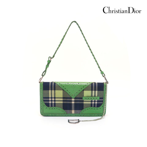 クリスチャンディオール Christian Dior キャンバス レザー ワン ショルダーバッグ グリーン P15475