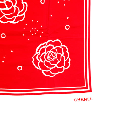 シャネル CHANEL カメリア スカーフ レッド P15485