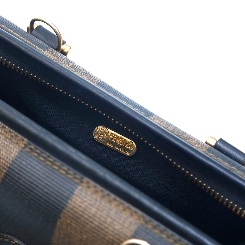 フェンディ FENDI ペカン ハンド ボストンバッグ ブラウンxブラック