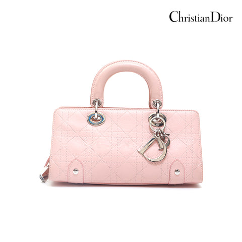 クリスチャンディオール Christian Dior カナージュ レザー ハンドバッグ ピンク P15517