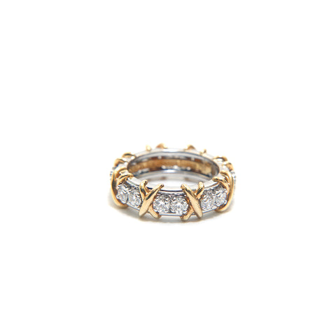 ティファニー TIFFANY&Co. シュランバーゼ ダイヤモンド PT950 750 7.56g 6号 46サイズ リング・指輪 シルバー×ゴールド P15541
