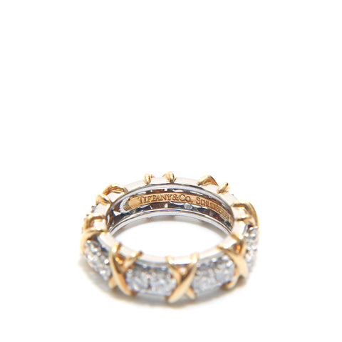 ティファニー TIFFANY&Co. シュランバーゼ ダイヤモンド PT950 750 7.56g 6号 46サイズ リング・指輪 シルバー×ゴールド P15541