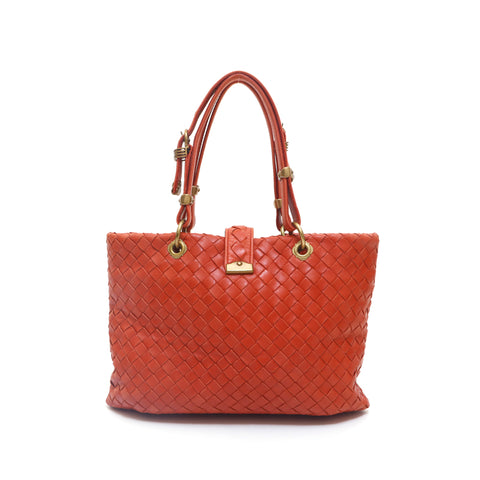 ボッテガヴェネタ BOTTEGAVENETA イントレチャート ハンドバッグ レザー オレンジ P15565