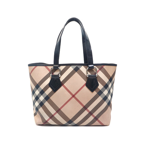 バーバリー BURBERRY チェック PVC ハンド トートバッグ ベージュ