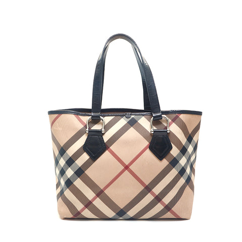 バーバリー BURBERRY チェック PVC ハンド トートバッグ ベージュ P15571