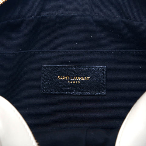 イヴ・サンローラン YVES SAINT LAURENT ロゴ レザー ショルダーバッグ ホワイト P15608