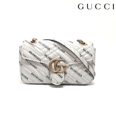 グッチ GUCCI バレンシアガ GGマーモント ザ ハッカープロジェクト ショルダーバッグ レザー アイボリー P15619