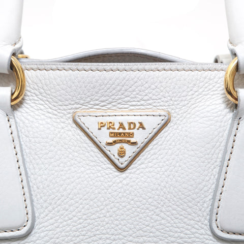 プラダ PRADA ロゴ レザー ハンドバッグ ホワイト P15622