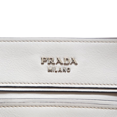 PRADA Logo Leather Handbag Ivory P15623