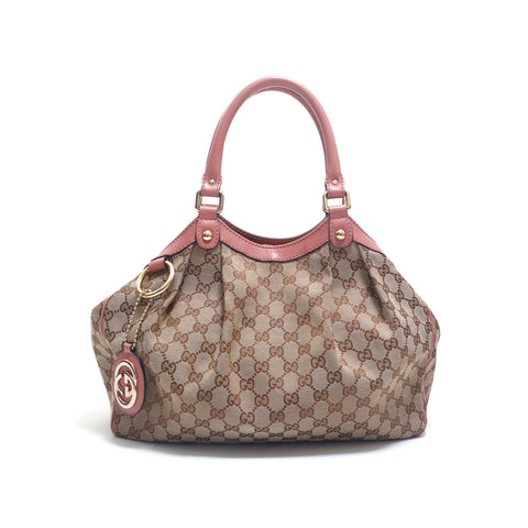 グッチ GUCCI GG インターロッキング ハンドバッグ ブラウンxピンク P15652