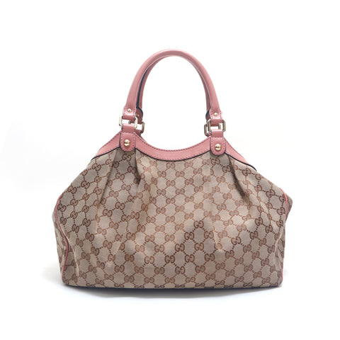 グッチ GUCCI GG インターロッキング ハンドバッグ ブラウンxピンク P15652