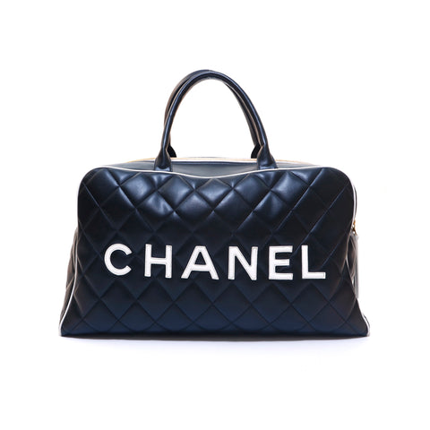 Chanel gebrauchte Matelasse Boston Bag Black P15689