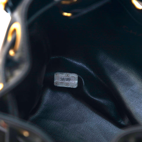 シャネル CHANEL デカココ ステッチ チェーン 巾着式 ラムスキン ショルダーバッグ ブラック P15697