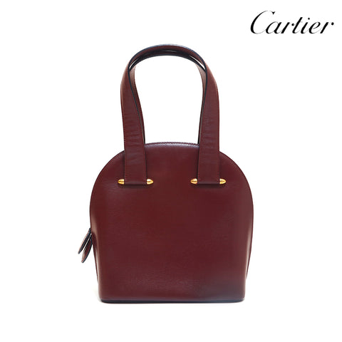 カルティエ CARTIER ロゴ レザー ハンドバッグ ボルドー P15721 – NUIR