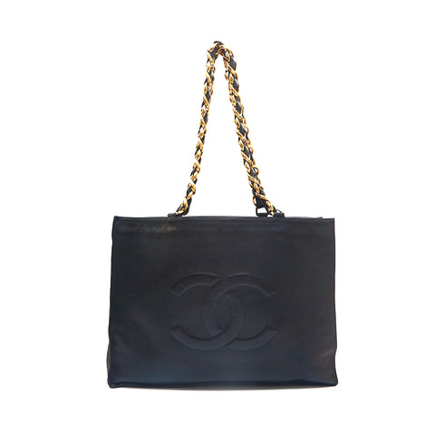 シャネル CHANEL デカココ チェーン ハンドバッグ レザー ブラック P15727