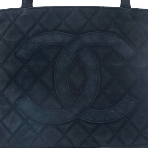 シャネル CHANEL スエード マトラッセ 復刻トート ショルダーバッグ ブラック P15738