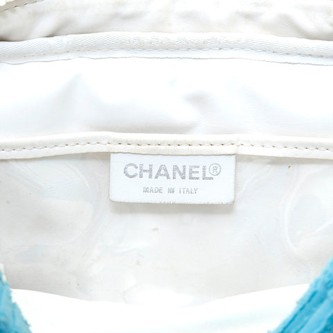 シャネル CHANEL パイル ココマーク プラチェーン ショルダーバッグ ライトブルー P15754