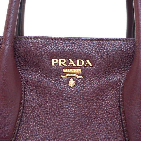 プラダ PRADA レザー 2WAY トートバッグ ワインレッド P15762