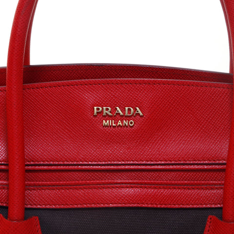 プラダ PRADA キャンバス レザー ハンドバッグ レッド P15778 – NUIR