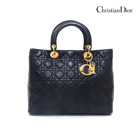 クリスチャンディオール Christian Dior レディディオール カナージュ ハンドバッグ ブラック P15779