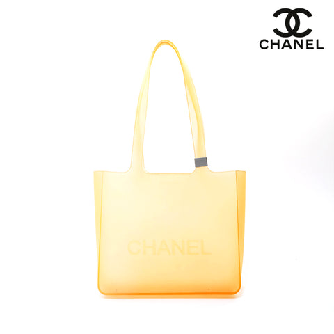 シャネル CHANEL ラバー トート ハンドバッグ ライトオレンジ P15788