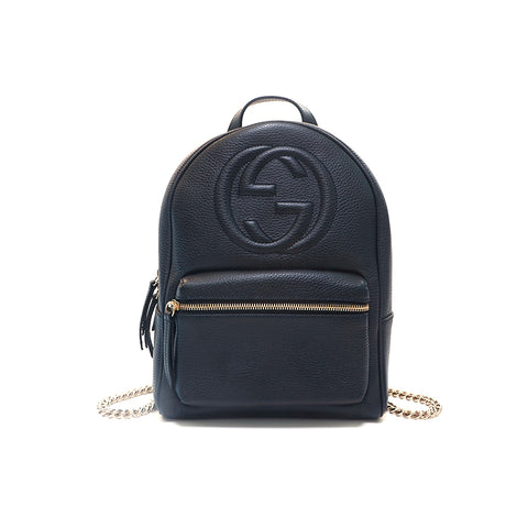 Gucci Soho Leather Chain Backpack/Daypack Black P15789 – NUIR VINTAGE