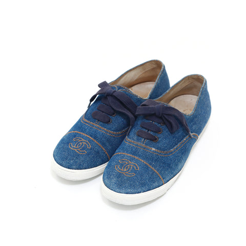 香奈儿可可马克牛仔运动鞋海军P15834
