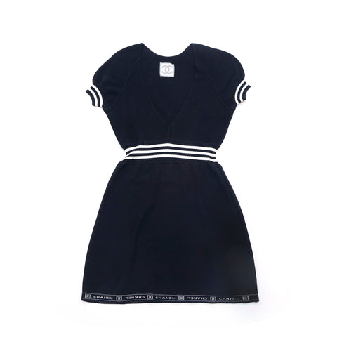 vintage coco chanel dresses Chanel Sports Line Coco Mark Cotton #40 Dress Black P15861 – NUIR VINTAGE