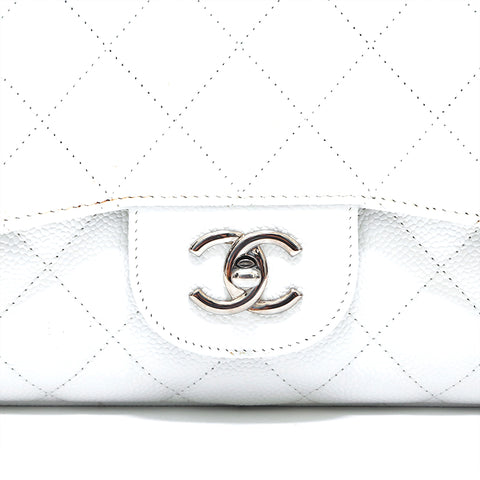 Chanel Caviar Skin Decamatelasse Chain Shoulder Bag White P15875