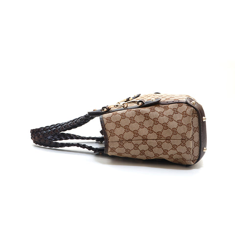 グッチ GUCCI GGキャンバス レザー ハンド トートバッグ ブラウン系 P15887