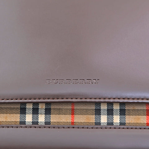 バーバリー BURBERRY ノバチェック レザー ハンドバッグ ブラウン P15926