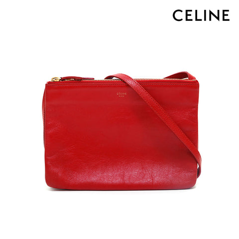 セリーヌ CELINE トリオ ショルダーバッグ レッド P15930