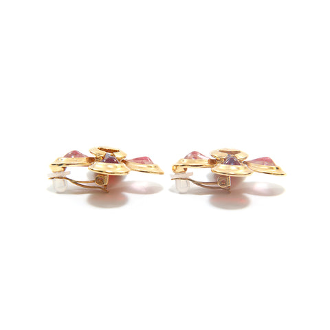 Chanel Coco Mark Colored Stone Oreing Boucles Gold P15963