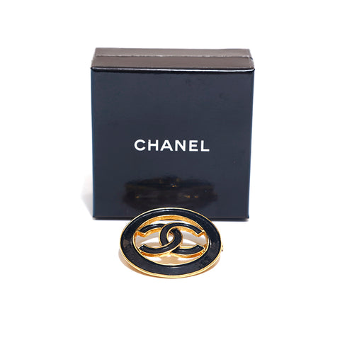 シャネル CHANEL ココマーク ラウンド ブローチ ブラック P15979