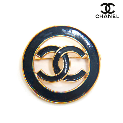 シャネル CHANEL ココマーク ラウンド ブローチ ブラック P15979