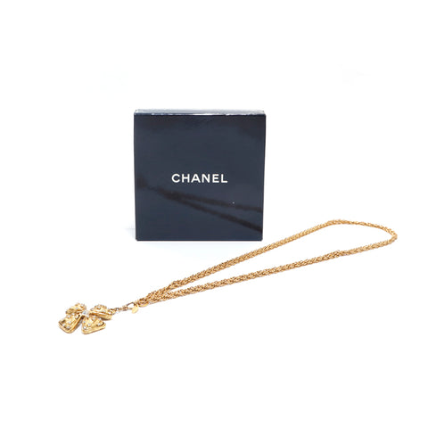 シャネル CHANEL クローバー ラインストーン ネックレス ゴールド P15983