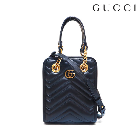 Gucci GG Leather 2WAY Mini Shoulder Bag Black P16001