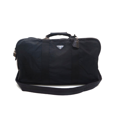 PRADA Logo Nylon Boston Bag Black P16023