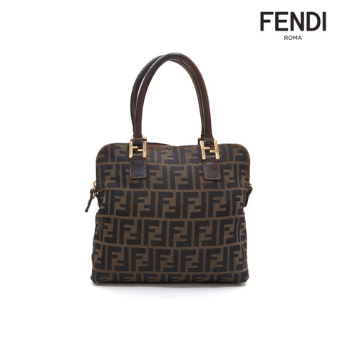 FENDI Zucca Pattern Canvas Handbag Brown P16048