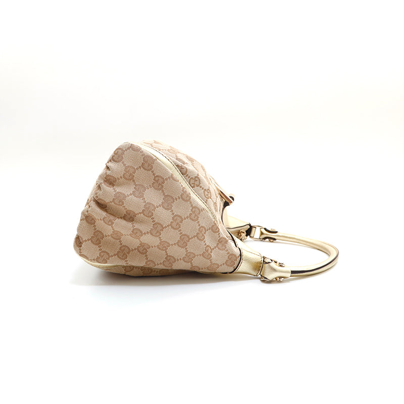 グッチ GUCCI GGキャンバス レザー ハンドバッグ ブラウン