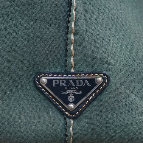 PRADA Logo Canvas Tote Bag Green P16064