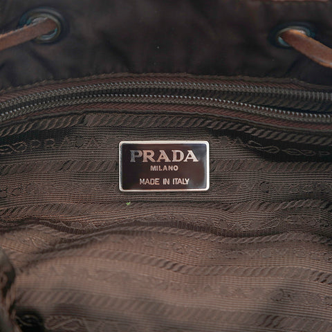 プラダ PRADA ロゴ レザー×ナイロン ショルダーバッグ ブラウン P16065