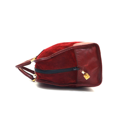 Loewe Amazona Anagram Suede x Leather Handbag Red P16069