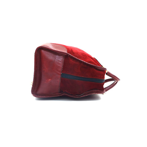 Loewe Amazona Anagram Wildleder x Leder Handtasche Rot P16069