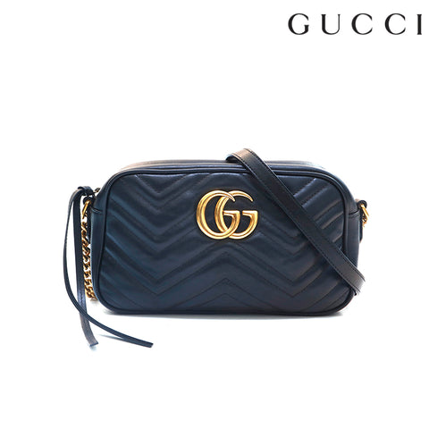 グッチ GUCCI GGマーモント  ショルダーバッグ レザー ブラック P16121