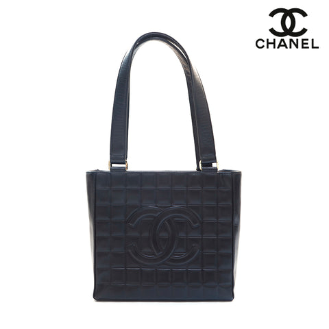 シャネル CHANEL チョコバー ココマーク ハンドバッグ レザー ブラック P16150