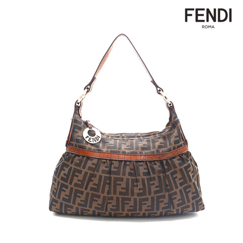 フェンディ FENDI ズッカ柄 キャンバス ハンドバッグ ブラウン P16154