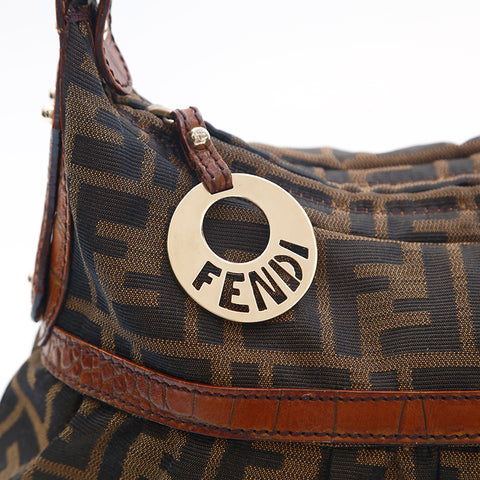 フェンディ FENDI ズッカ柄 キャンバス ハンドバッグ ブラウン P16154