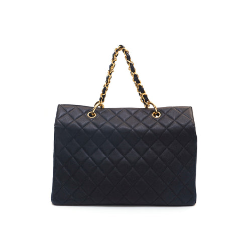 Chanel Caviar Skin Coco Mark Handbag Leather Black P16168